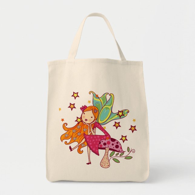 Tote Bag Fée de jardin sur Champignons (Devant)