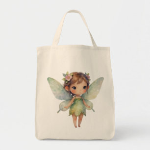 Tote Bag Fée de la Forêt Enchantée : lutin vert pastel