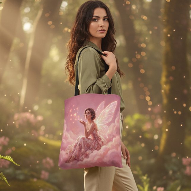 Tote Bag Fée de la Saint-Valentin sur des nuages roses Fant (Créateur téléchargé)