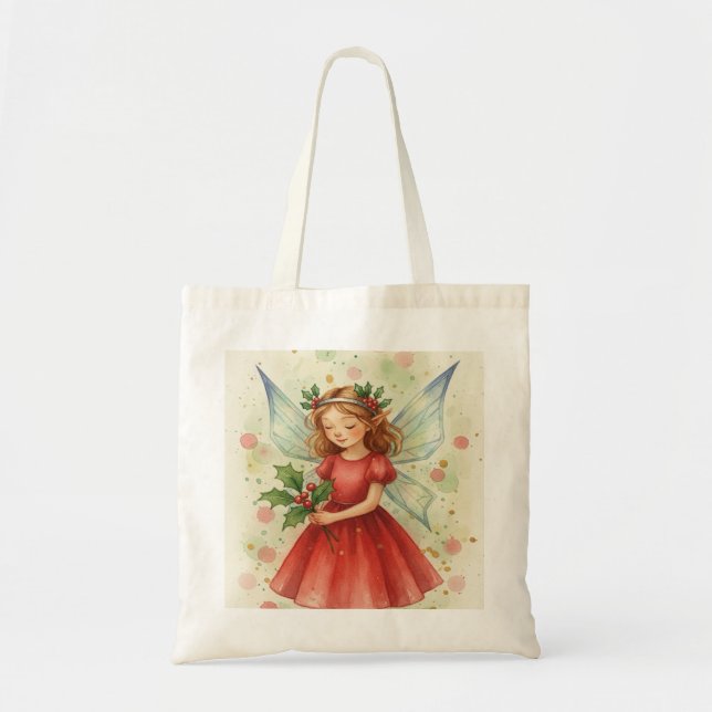 Tote Bag Fée de Noël Art à l'aquarelle (Devant)