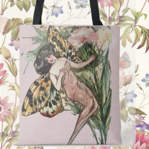Tote Bag Fée de papillon Art nouveau vintage