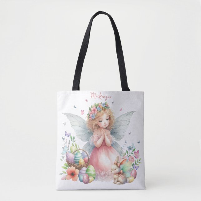 Tote Bag Fée de printemps de Pâques à l'aquarelle (Devant)