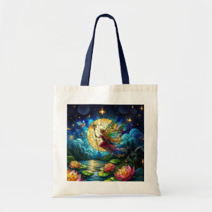 Tote Bag Fée de vol au clair de lune en verre coloré