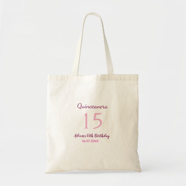 Tote Bag Fée rose 15e anniversaire simple moder quinceanera (Devant)