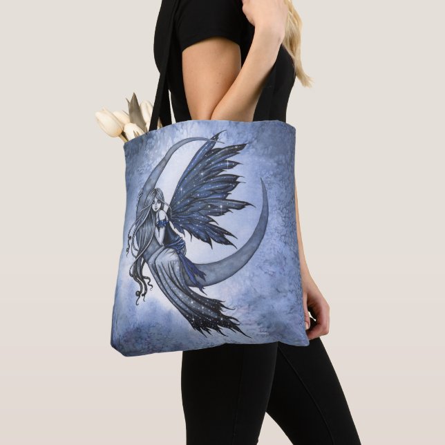 Tote Bag Fée sur Crescent Moon Imaginaire Art (De près)