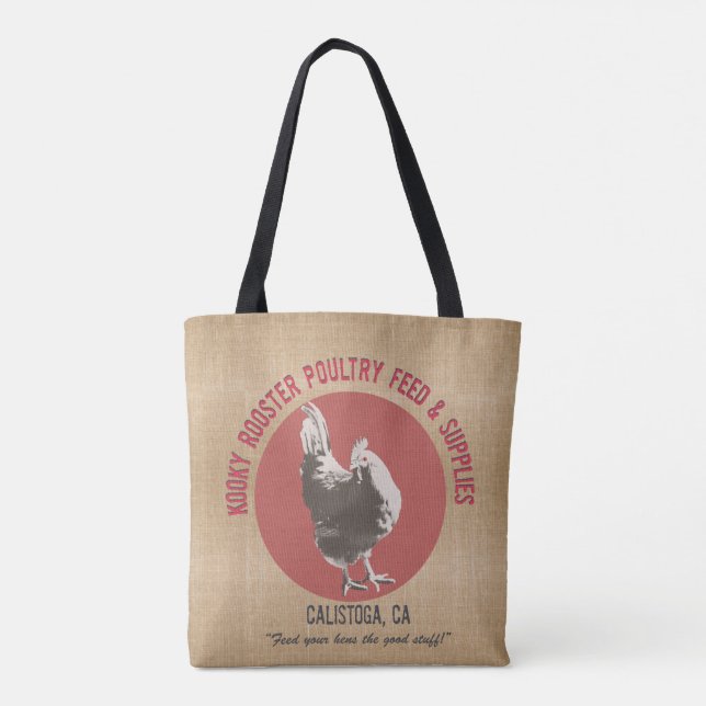 Tote Bag Feed Sack Style Fourre-tout - Kooky Rooster (Dos)