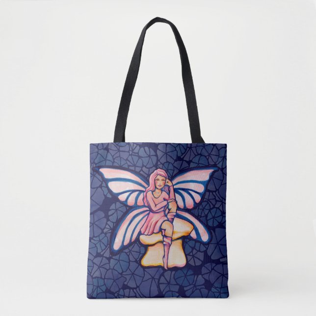 Tote Bag Fées d'aquarelle de champignons roses Fées (Devant)