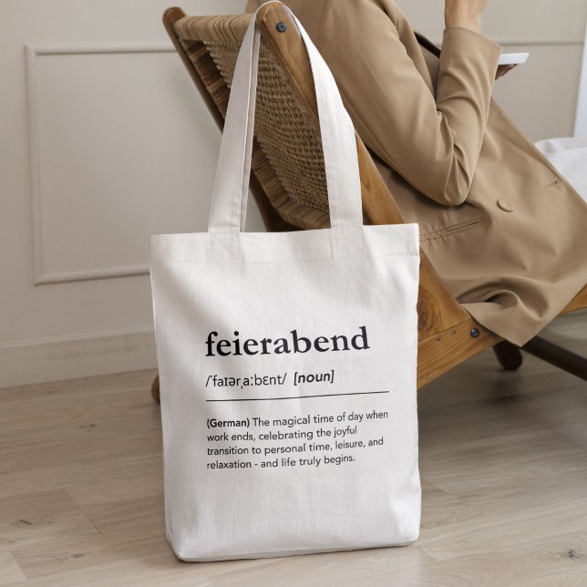 Tote Bag Feierabend Definition German Word Relax Minimalist (Créateur téléchargé)
