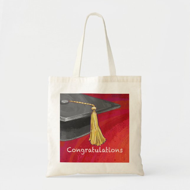 Tote Bag Félicitations Diplômé Noir et Rouge (Devant)