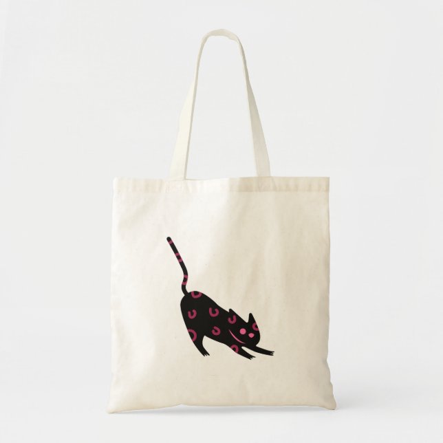 Tote Bag Feline Lucky Tote | Aesthetic Black Cat Bag (Devant)