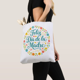 Tote Bag Feliz Dia De La Madre Calligraphie de la fête des