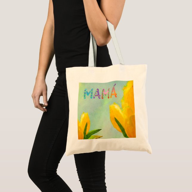 Tote Bag Feliz dia de las madres Mamá Tulips jaunes (Devant (produit))