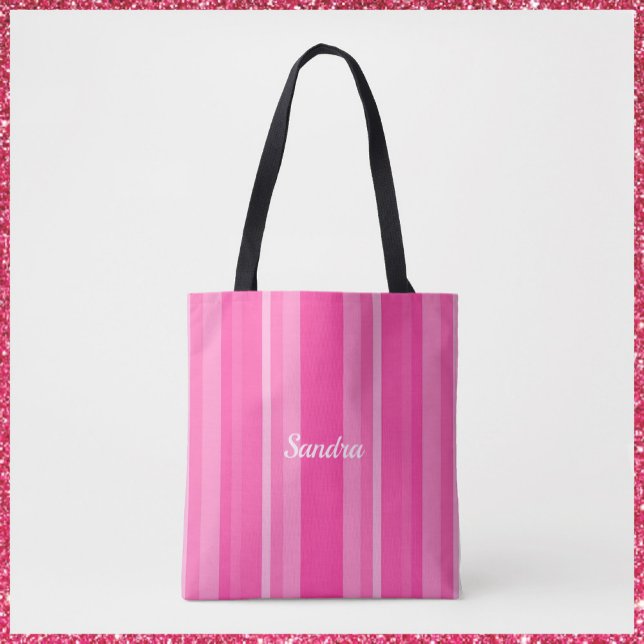 Tote Bag Feminine rose rayé (Créateur téléchargé)