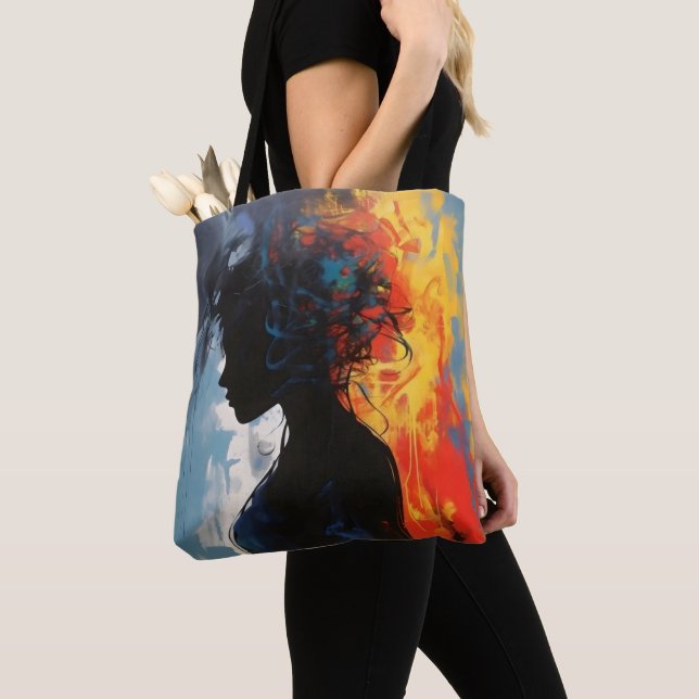 Tote Bag Femme Abstrait Orange (De près)