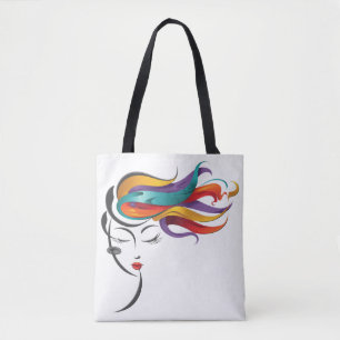 Tote Bag Femme Abstraite aux cheveux colorés