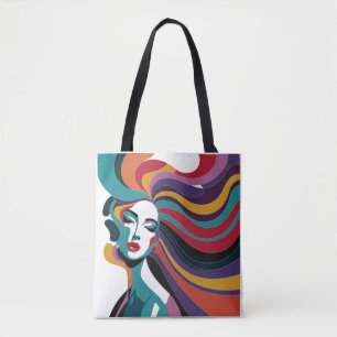 Tote Bag Femme Abstraite colorée aux cheveux gonflables
