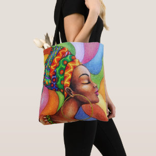 Tote Bag Femme africaine avec cire tissu traditionnel