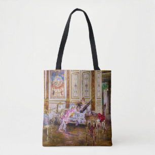 Tote Bag Femme allongée avec une lyre et une auditrice par