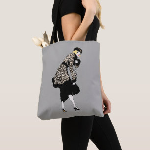Tote Bag Femme Art Déco vintage en veste Empreinte de léopa