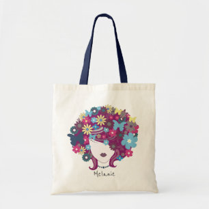 Tote Bag Femme Aux Cheveux Fleurs Plutôt Personnalisée