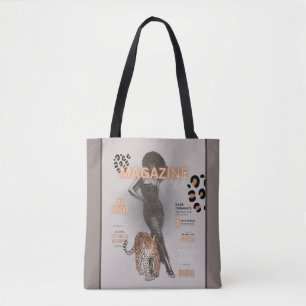 Tote Bag Femme avec afro & léopard Fourre-tout