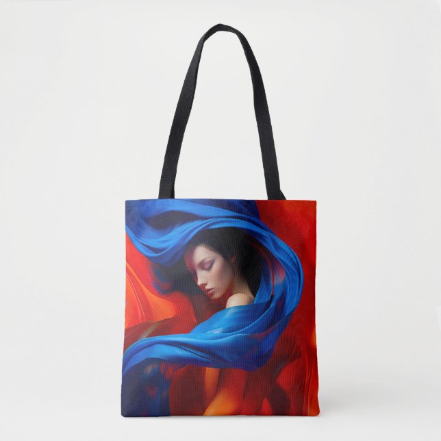 Tote Bag Femme avec Voile bleu Cobalt sur arrière - plan or (Devant)