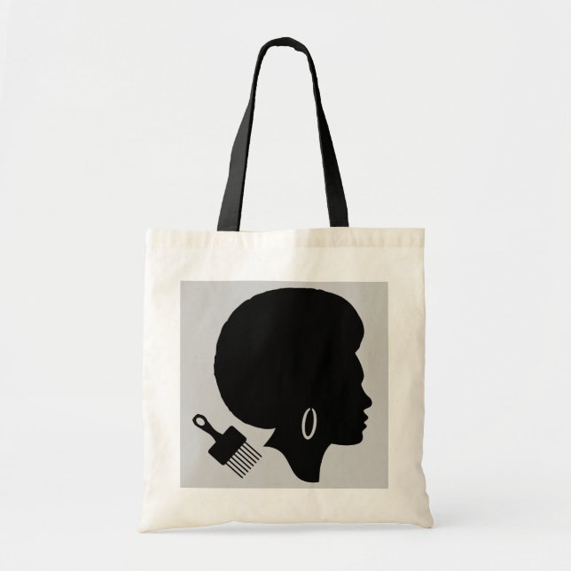TOTE BAG FEMME-CHEVEUX NATURELLE AFRO AVEC AFRO PICK (Devant)