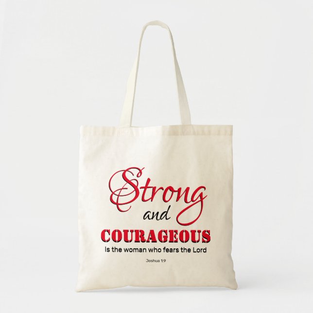 Tote Bag Femme chrétienne FORTE ET COURAGEUSE (Devant)