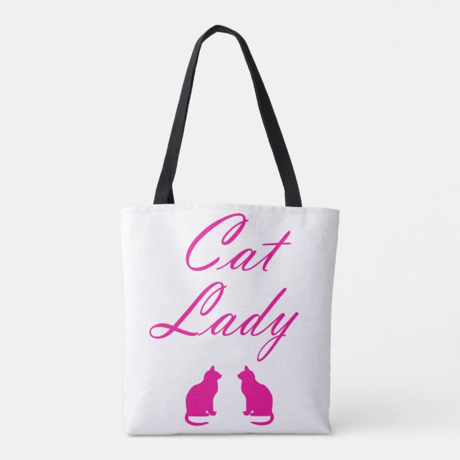 Tote Bag Femme de chat rose (Dos)