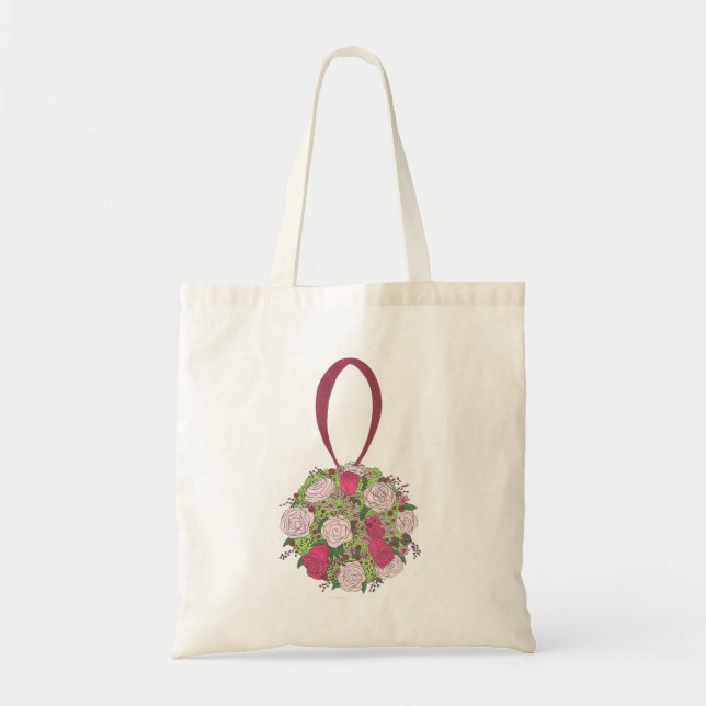 Tote Bag Femme de mariée Rose Bouquet Floral Mariage Fourre (Devant)