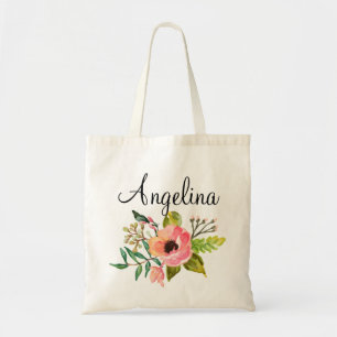 Tote Bag Femme d'honneur florale moderne personnalisée-2