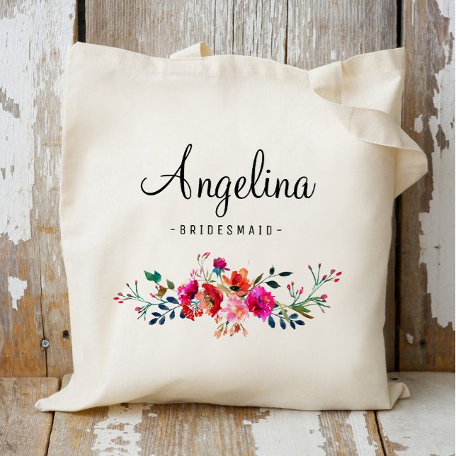 Tote Bag Femme d'honneur florale moderne personnalisée-2 (Créateur téléchargé)