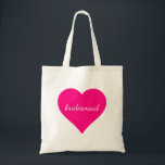 Tote Bag Femme d'information de coeur rose personnalisée<br><div class="desc">C'est le sac fourre-tout de motif Pink Heart Bridesmaid Personnalisé. Ce nom personnalisé monogramme mignon sac fourre-tout vintage est la meilleure idée de cadeau pour mariée et demoiselle d'honneur chez les mariages. C'est un bel accessoire pour vos servantes et parfait pour transporter tous ces plans de fête.</div>