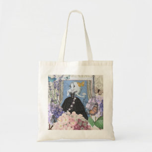 Tote Bag Femme élégante bleue robe florale fantaisie 