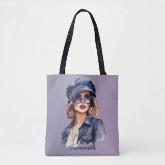 Tote Bag Femme élégante portant un Casquette