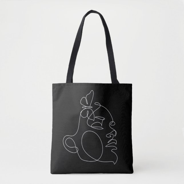 Tote Bag Femme Face Line Art (Devant)