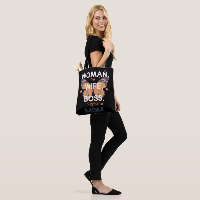 Tote Bag Femme, femme, patron, super maman (Sur le modèle)