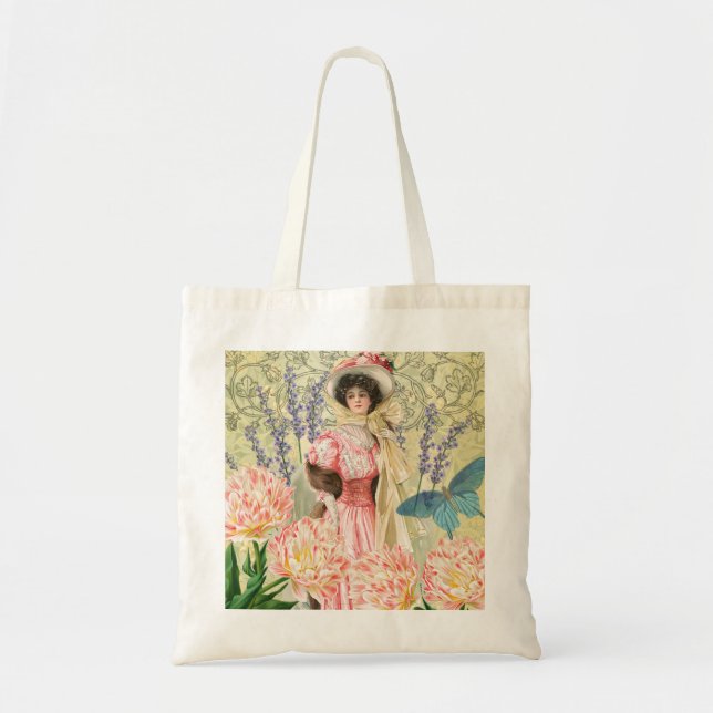 Tote Bag Femme florale victorienne rose Régence (Devant)