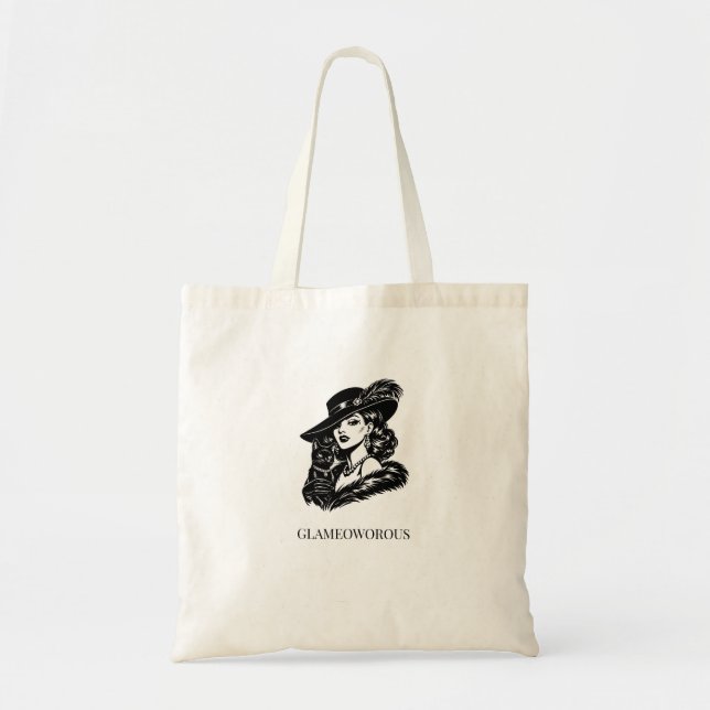 Tote Bag Femme Glamour avec Illustration de Mode Féline (Devant)