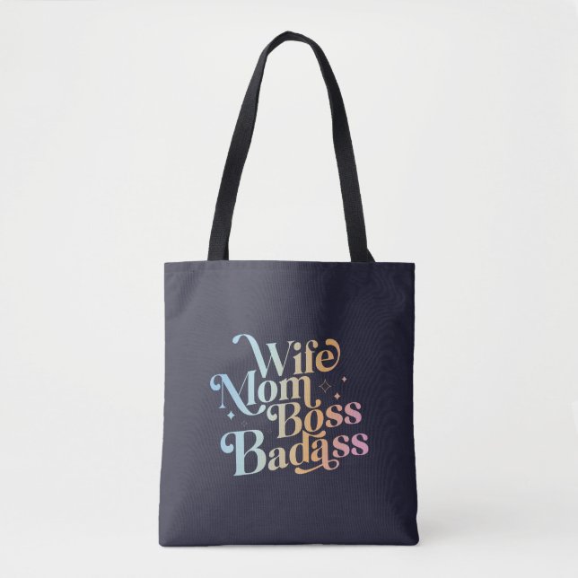 Tote Bag Femme Maman Boss Badass Drôle Sarcastique Fête des (Devant)