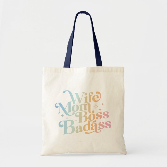 Tote Bag Femme Maman Boss Badass Drôle Sarcastique Fête des (Devant)