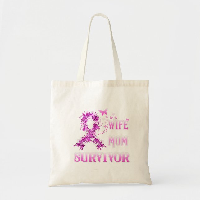 Tote Bag Femme Maman Survivante Conscience du cancer du sei (Devant)