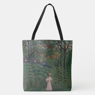 Tote Bag Femme marchant dans une forêt exotique, Henri Rous