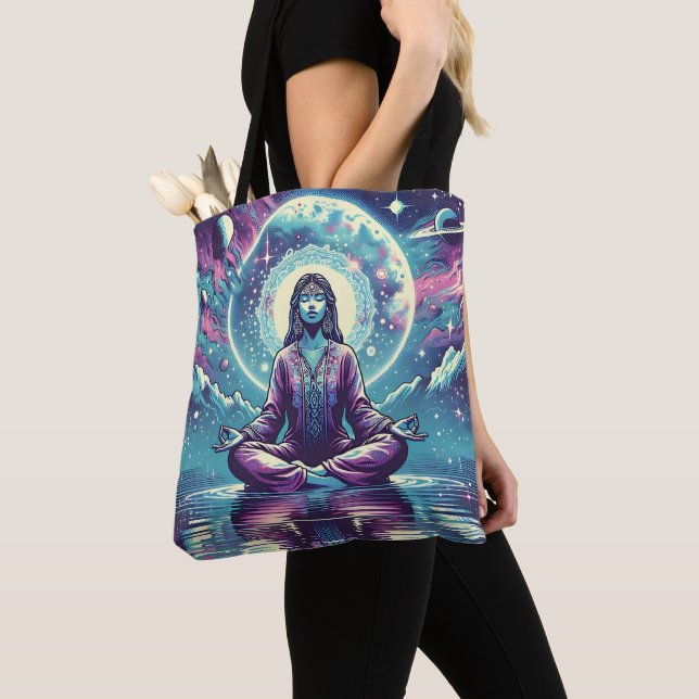 Tote Bag Femme Méditant Spirituel Serene Art (De près)