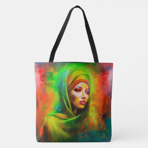 Tote Bag Femme mystique aux couleurs du néon