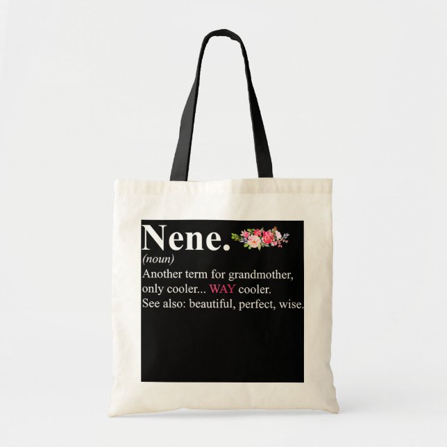 Tote Bag femme nene définition mignonne grand-mère fleur fl (Devant)