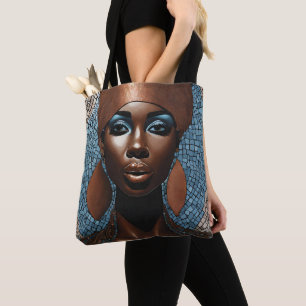 Tote Bag Femme noire Mosiac Blue Copper Fourre-tout