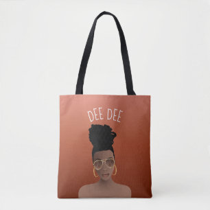 Tote Bag Femme noire, Nuances d'or & High Bun, Cuivre Brown