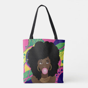 Tote Bag Femme noire Popping Bubblegum rose, Coloré