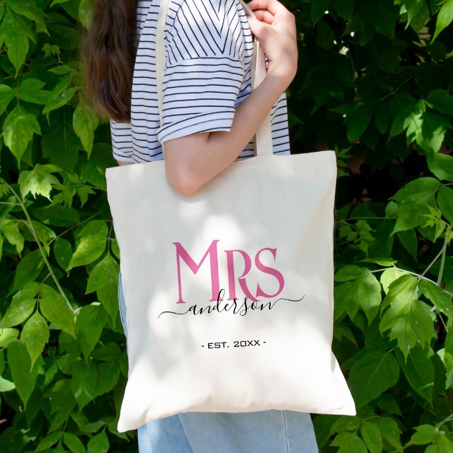 Tote Bag Femme rose Mariée Mme Mariage Fête des mariées (Pink Wife Bride Mrs Wedding Bridal Shower Tote Bag
)